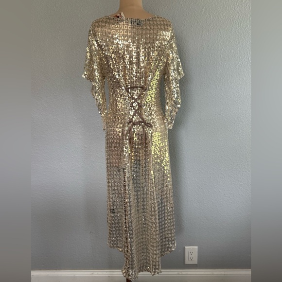 NWT Eastnwest Label Medusa Kimono Sequin Square Duster in Gold Size 1(S/M) - Picture 9 of 9
